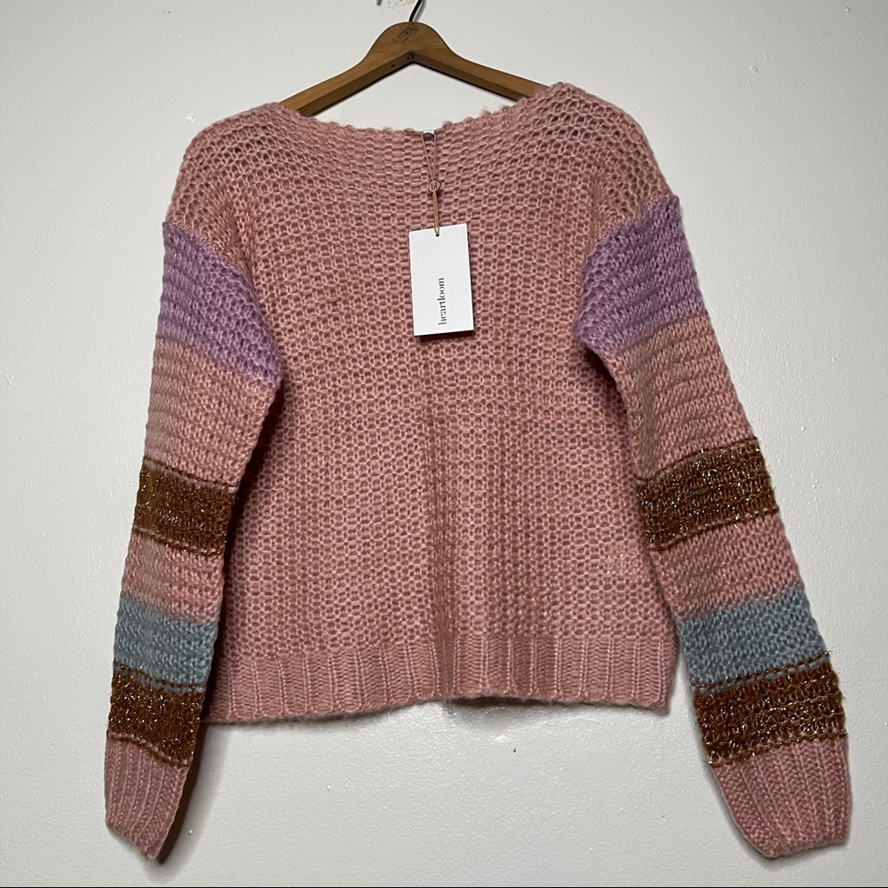 Anthropologie Heartloom Metallic Stripe Sweater - Picture 3 of 7